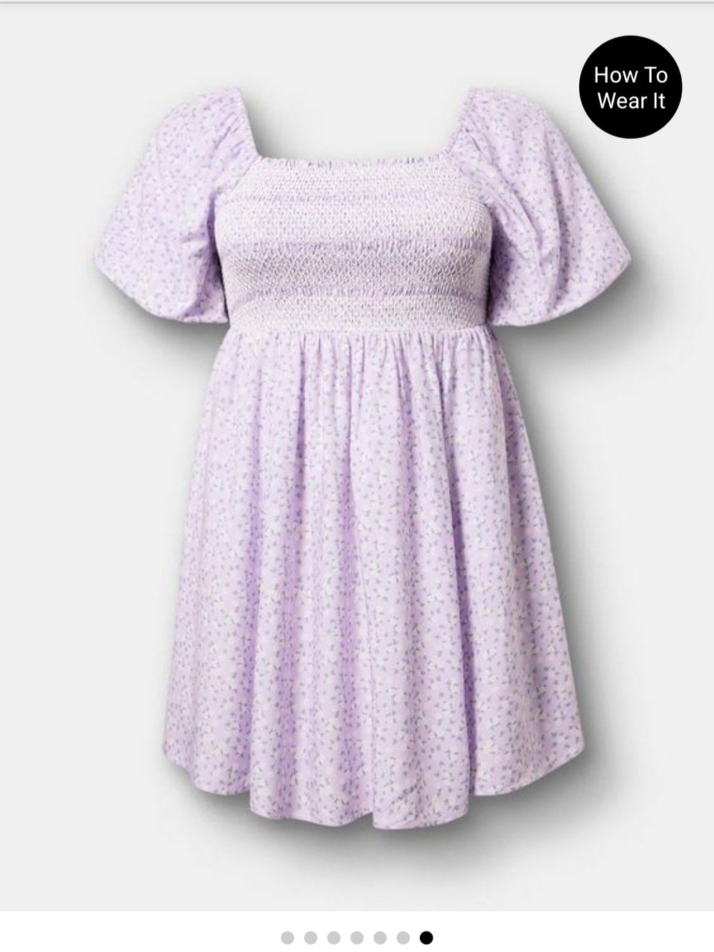 Torrid Lilac Floral Smocked Puff-Sleeve Mini Dress